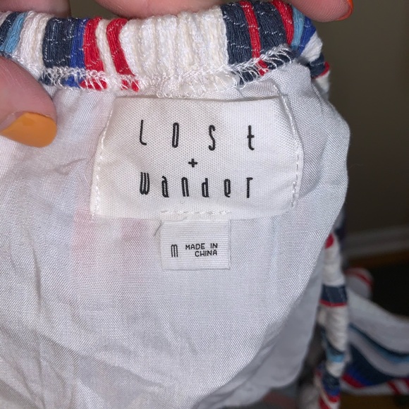 Lost + wander Azul Stripe Off Shoulder Crop Top - Picture 4 of 9